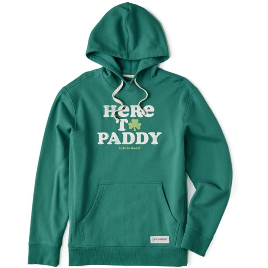 Men Life is Good Sweatshirts & Hoodies | Men'S Clean Cooper Here To Paddy Clover Simply True Fleece Hoodie Spruce Green