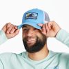 Men Life is Good Hats | Lig Wave Hard Mesh Back Cap Cool Blue