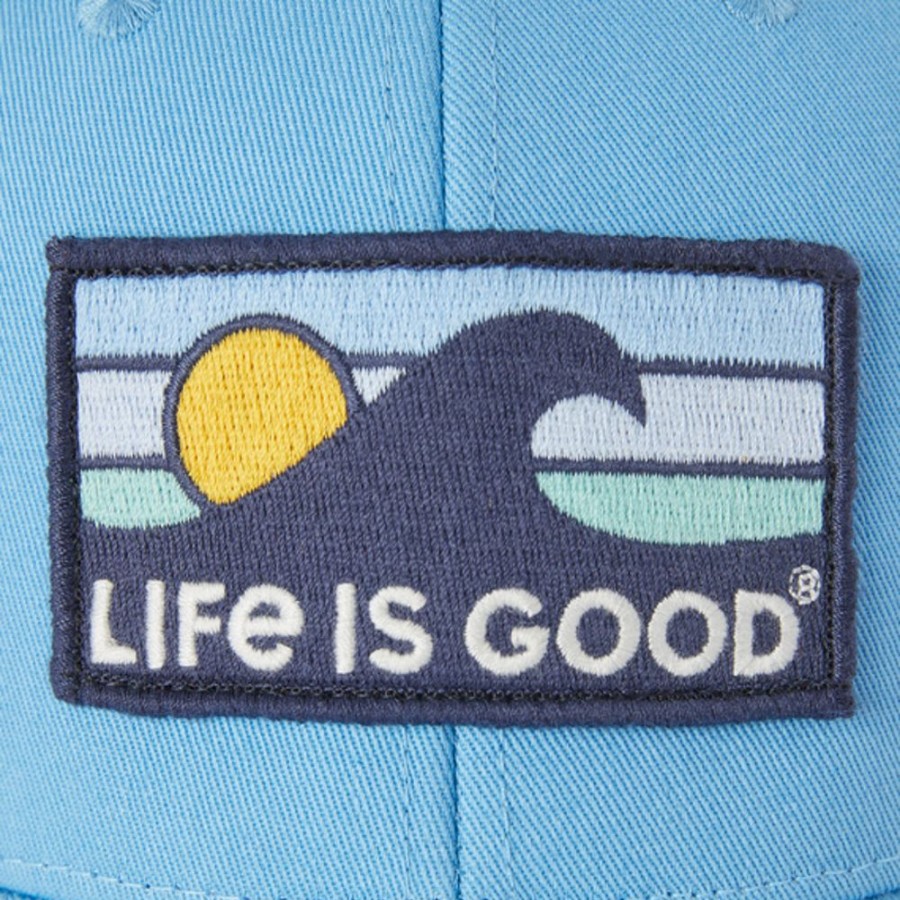 Men Life is Good Hats | Lig Wave Hard Mesh Back Cap Cool Blue