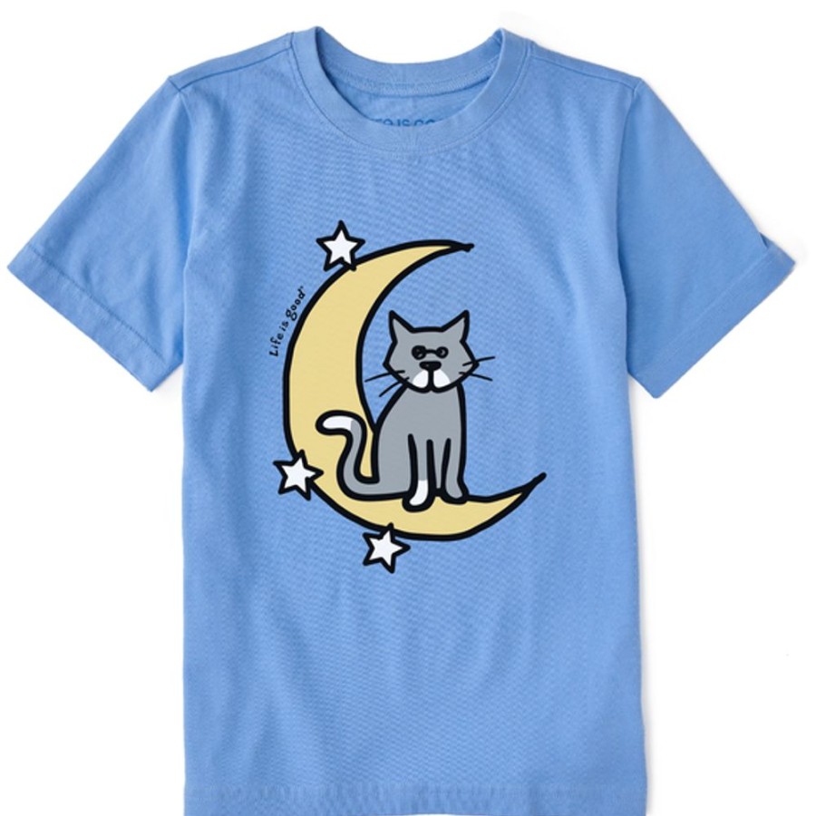 Kids Life is Good Graphic Tees | Kids Vintage Al Moon & Stars Crusher Tee Cornflower Blue