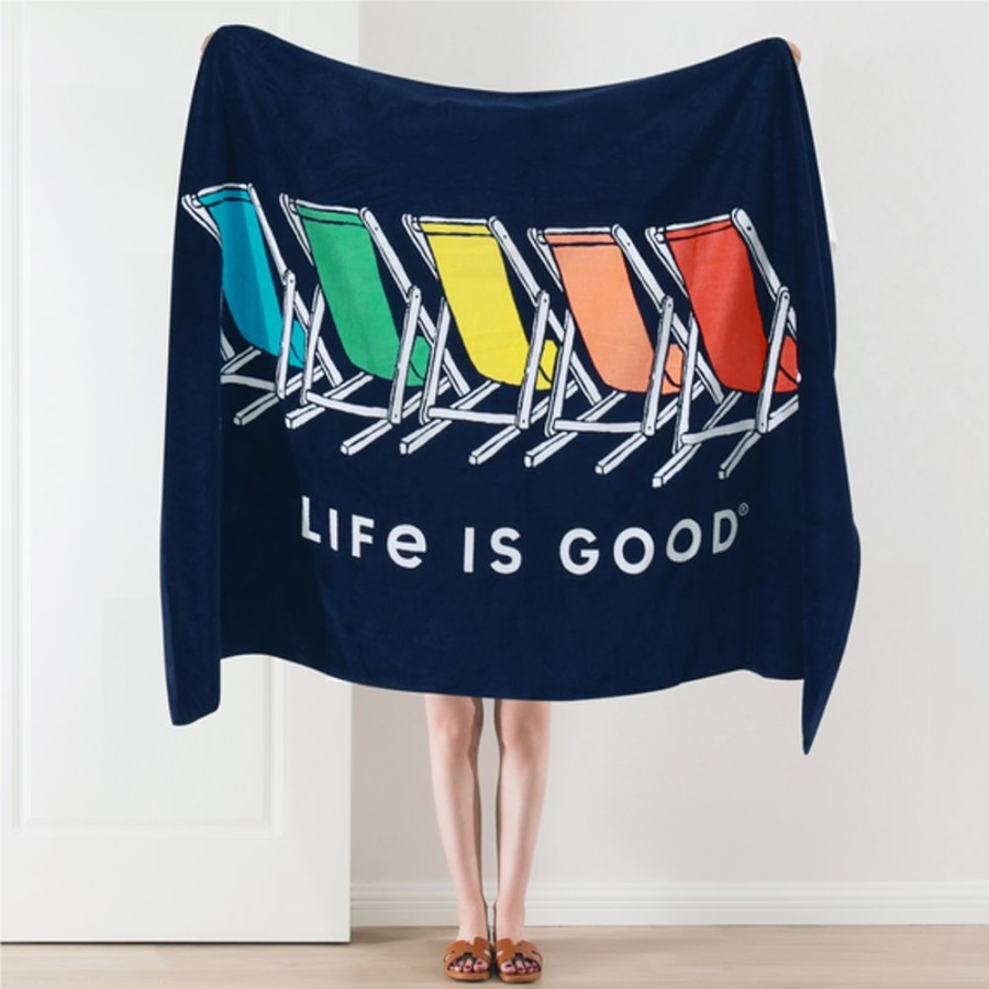 Home Life is Good Beach Towels | Berkshire Spectrum Beach Chairs Beach Towel Darkest Blue