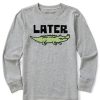 Kids Life is Good Graphic Tees | Kids Later Gator Long Sleeve Crusher Tee Heather Gray