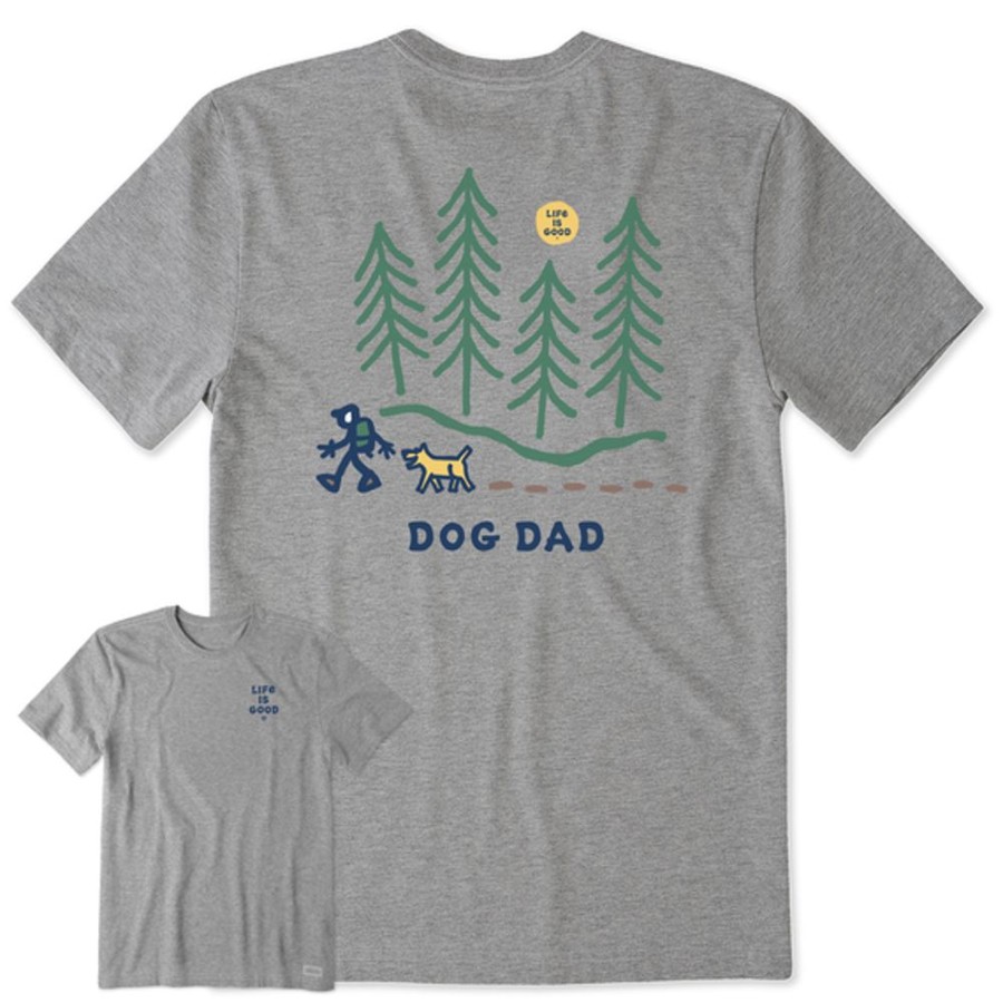 Men Life is Good Graphic Tees | Men'S Jake Hike Dog Dad Crusher Tee Heather Gray