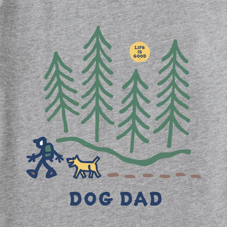 Men Life is Good Graphic Tees | Men'S Jake Hike Dog Dad Crusher Tee Heather Gray