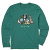 Men Life is Good Graphic Tees | Men'S Storybook Peace Love Dogs Long Sleeve Crusher Tee Spruce Green