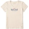 Women Life is Good Graphic Tees | Women'S Wildflower Mom Crusher Vee Putty White