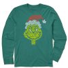 Men Life is Good Graphic Tees | Men'S Wordy Grinch Long Sleeve Crusher Tee Spruce Green