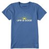 Women Life is Good Graphic Tees | Women'S Morning Sunburst Crusher-Lite Tee Vintage Blue