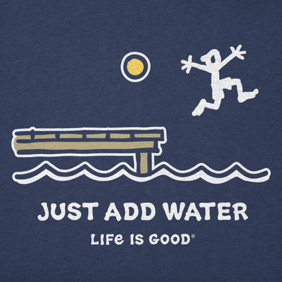 Men Life is Good Graphic Tees | Men'S Dock Jump Just Add Water Crusher Tee Darkest Blue