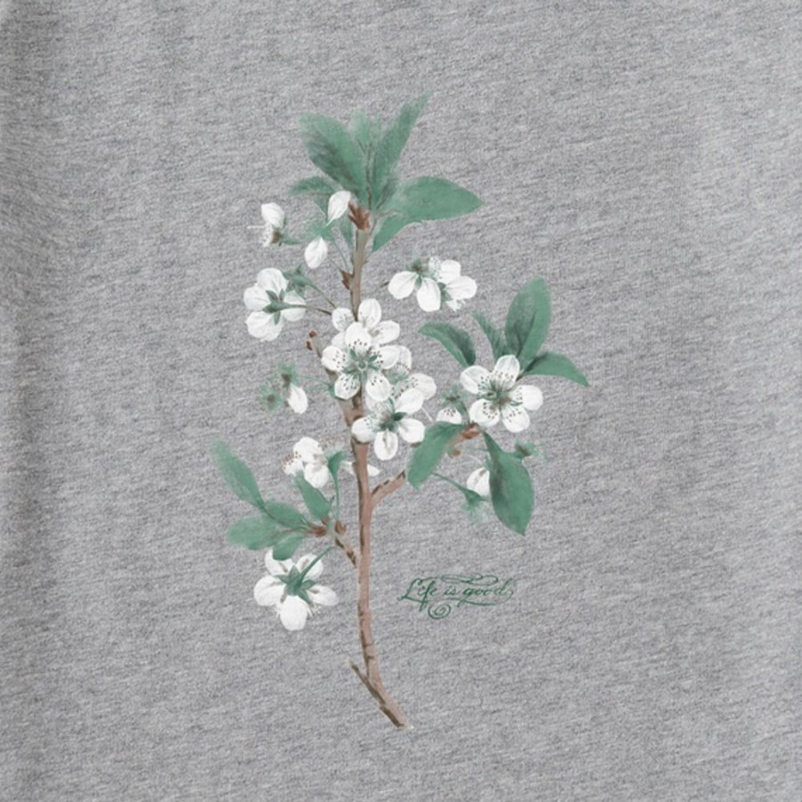 Women Life is Good Graphic Tees | Women'S Antique Plum Blossom Painting Crusher Vee Heather Gray