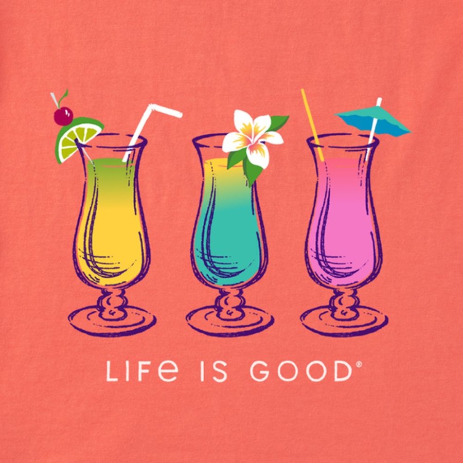 Women Life is Good Graphic Tees | Women'S 3 Cocktails Short Sleeve Vee Mango Orange