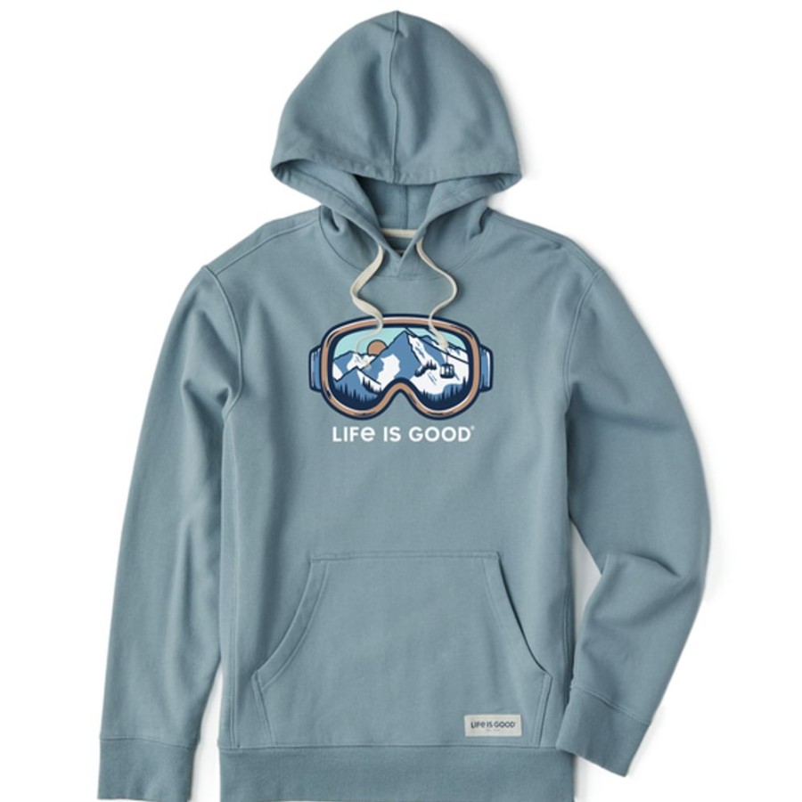 Men Life is Good Sweatshirts & Hoodies | Men'S Ski Goggle Landscape Simply True Fleece Hoodie Smoky Blue