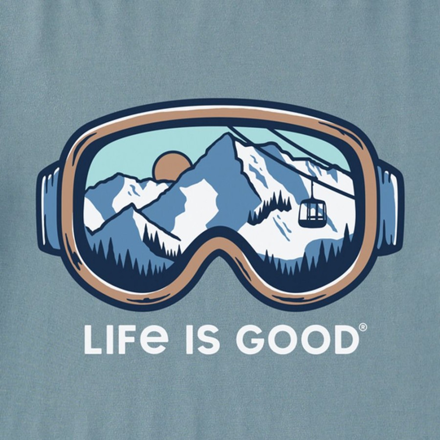 Men Life is Good Sweatshirts & Hoodies | Men'S Ski Goggle Landscape Simply True Fleece Hoodie Smoky Blue