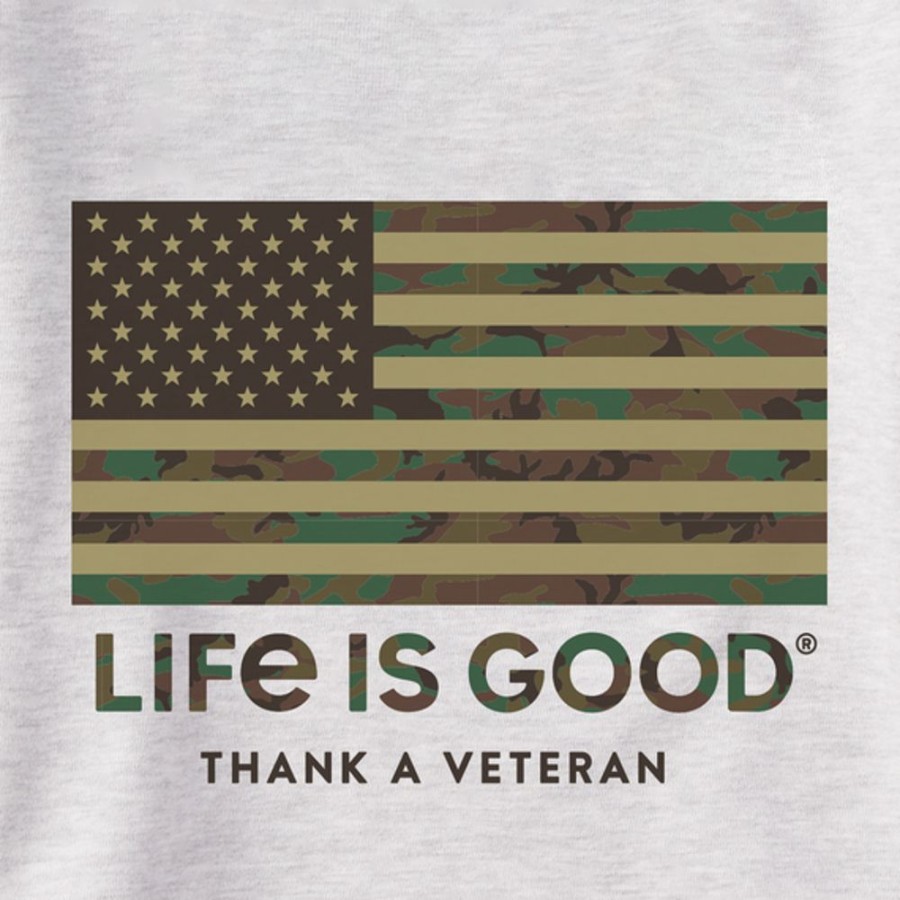 Men Life is Good Sweatshirts & Hoodies | Men'S Thank A Veteran Simply True Fleece Crew Light Heather Gray