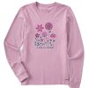 Women Life is Good Graphic Tees | Women'S Linear Garden Long Sleeve Crusher Tee Violet Purple