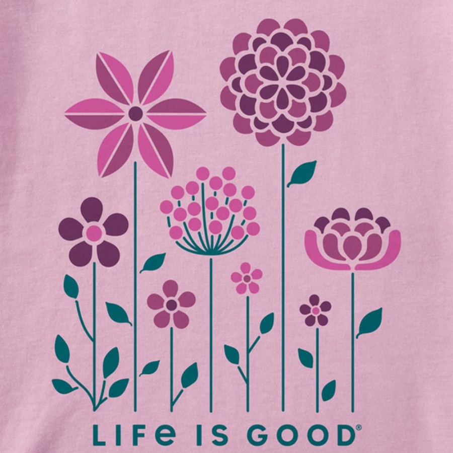 Women Life is Good Graphic Tees | Women'S Linear Garden Long Sleeve Crusher Tee Violet Purple