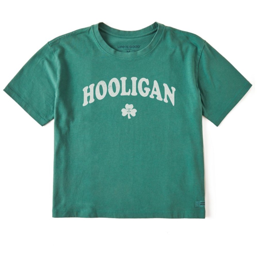 Women Life is Good Graphic Tees | Women'S Clean Hooligan Clover Boxy Crusher Tee Spruce Green