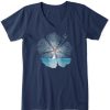 Women Life is Good Graphic Tees | Women'S Hibiscus Sail Crusher Vee Darkest Blue