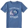 Kids Life is Good Graphic Tees | Kids Tie Dye Plays Well With Otters Crusher Tee Vintage Blue