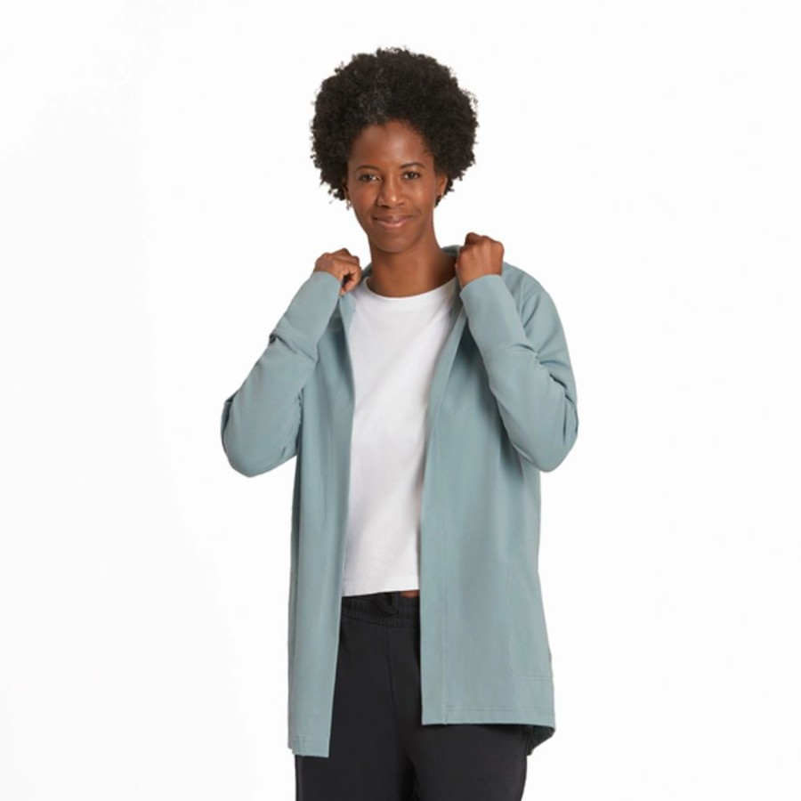 Women Life is Good Crusher-Flex Apparel | Women'S Solid Crusher-Flex Cardigan Smoky Blue