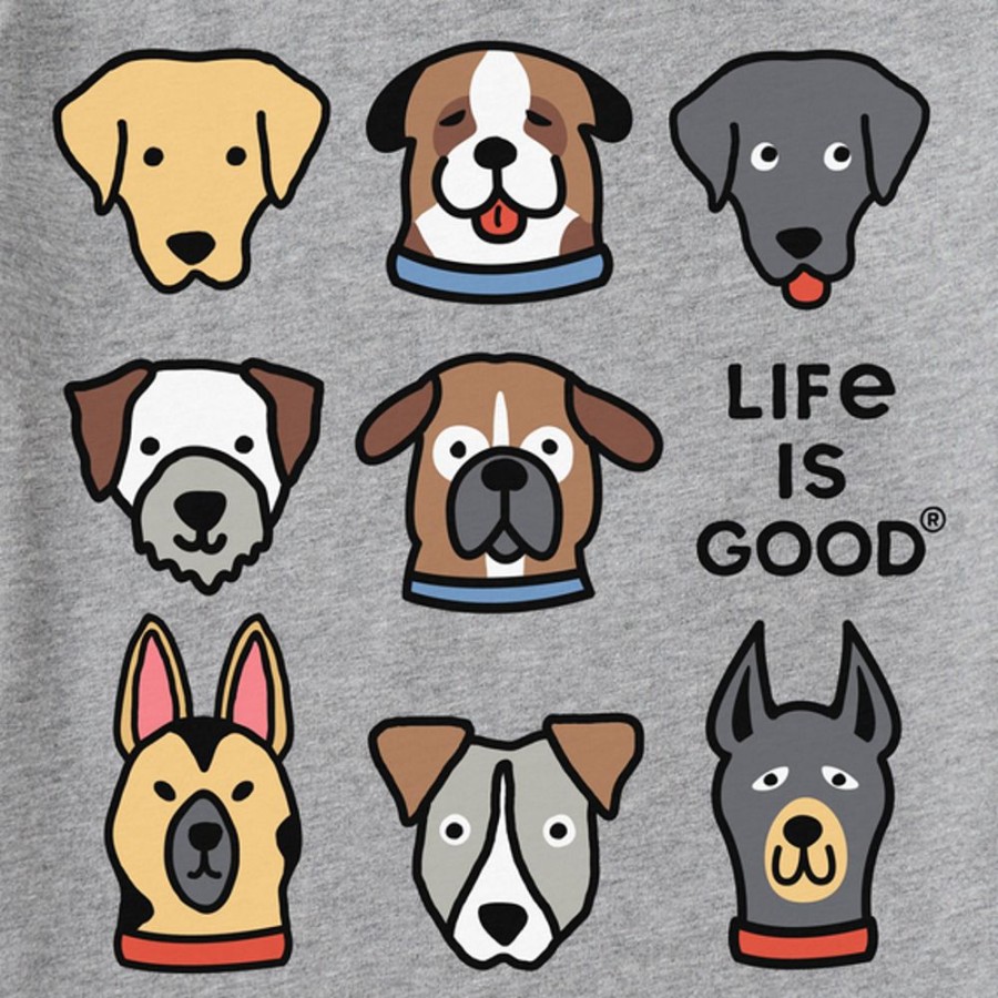 Kids Life is Good Graphic Tees | Kids Cute Dogs Crusher Tee Heather Gray