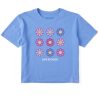 Women Life is Good Boxy Tees | Women'S Groovy Smiley Daisies Boxy Crusher Tee Cornflower Blue