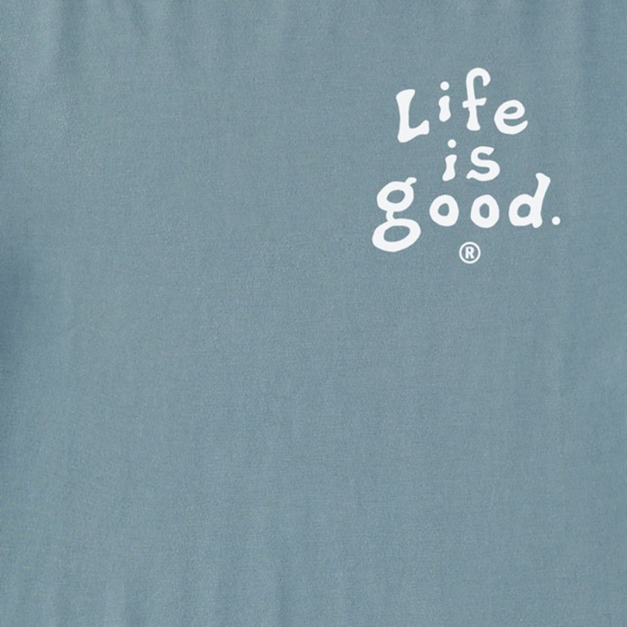 Men Life is Good Sweatshirts & Hoodies | Men'S Lig Vintage Wordmark Stacked Simply True Fleece Hoodie Smoky Blue