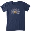 Women Life is Good Graphic Tees | Women'S Watercolor Daisy Short Sleeve Tee Darkest Blue