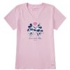 Women Life is Good Graphic Tees | Women'S Watercolor Willie Love Each Other Short Sleeve Vee Seashell Pink