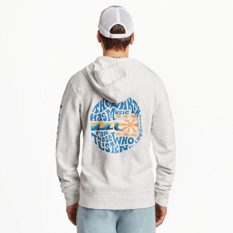 Men Life is Good Sweatshirts & Hoodies | Men'S The Earth Has Music Guitar Simply True Fleece Zip Hoodie Light Heather Gray