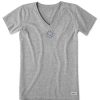 Women Life is Good Graphic Tees | Women'S Naive Lil' Happy Sunshine Crusher Vee Heather Gray