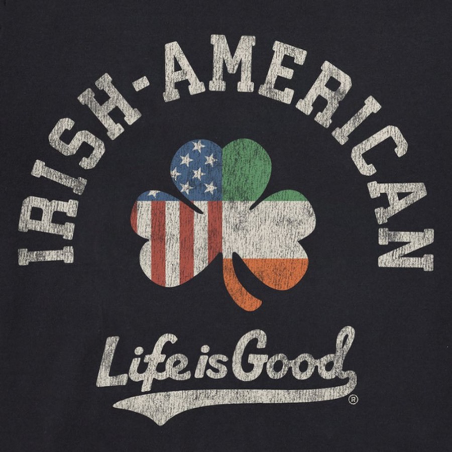 Men Life is Good Graphic Tees | Men'S Athletic Irish-American Clover Crusher Tee Jet Black