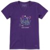 Women Life is Good Graphic Tees | Women'S Hiking Past Tulips Crusher-Lite Vee Deep Purple