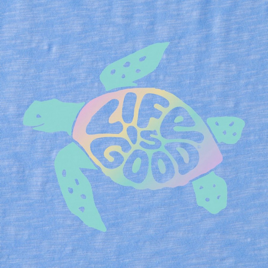 Women Life is Good Active & Slub Tops | Women'S Groovy Turtle Textured Slub Tank Cornflower Blue