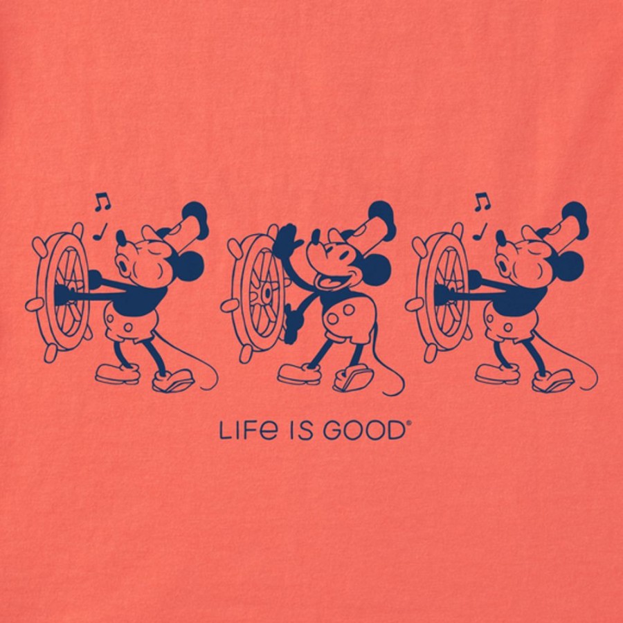 Kids Life is Good Graphic Tees | Kids Clean Steamboat Willie At The Helm Crusher Tee Mango Orange