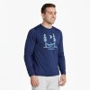 Men Life is Good Active & Slub Tops | Men'S Peace Out Long Sleeve Active Tee Darkest Blue