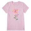 Women Life is Good Graphic Tees | Women'S Antique Pink Flowers Short Sleeve Tee Seashell Pink