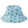 Kids Life is Good Hats | Toddler Vintage Turtle Pattern Made In The Shade Bucket Hat Beach Blue