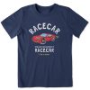 Kids Life is Good Graphic Tees | Kids Racecar Backwards Is Racecar Crusher Tee Darkest Blue