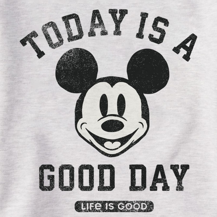 Women Life is Good Sweatshirts & Hoodies | Women'S Clean Steamboat Willie Good Day Simply True Fleece Hoodie Light Heather Gray