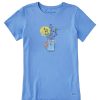 Women Life is Good Graphic Tees | Women'S Watercolor Flower Jar Short Sleeve Tee Cornflower Blue