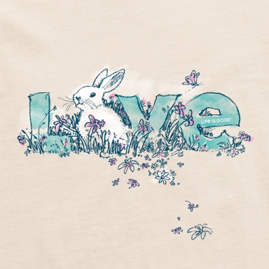 Women Life is Good Graphic Tees | Women'S Bunny Love Crusher Vee Putty White