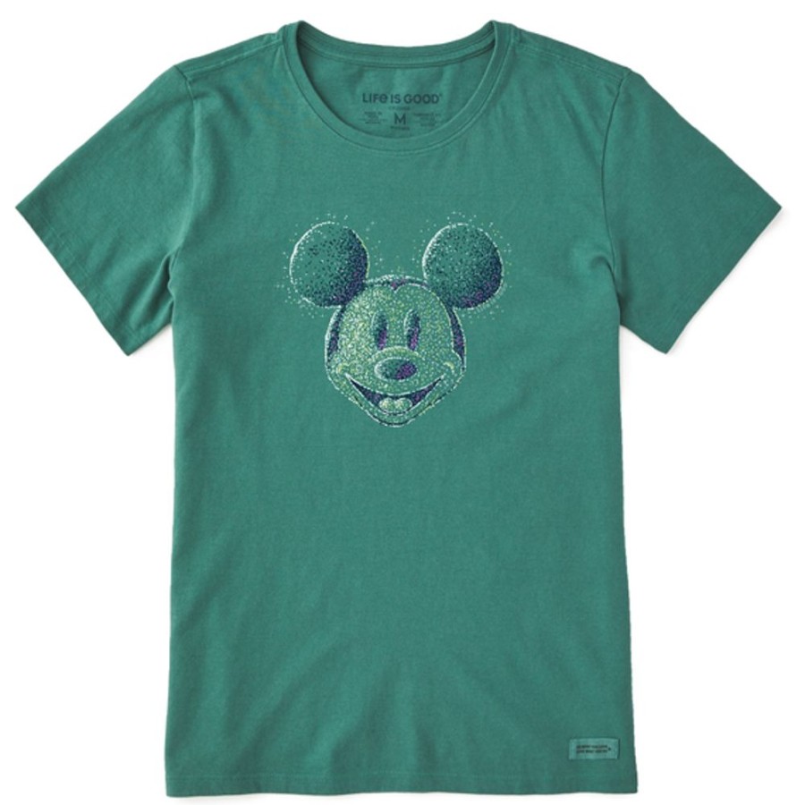 Women Life is Good Graphic Tees | Women'S Sparkle Steamboat Willie Crusher Tee Spruce Green