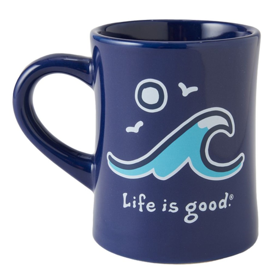 Home Life is Good Mugs | Wave Curl Diner Mug Darkest Blue