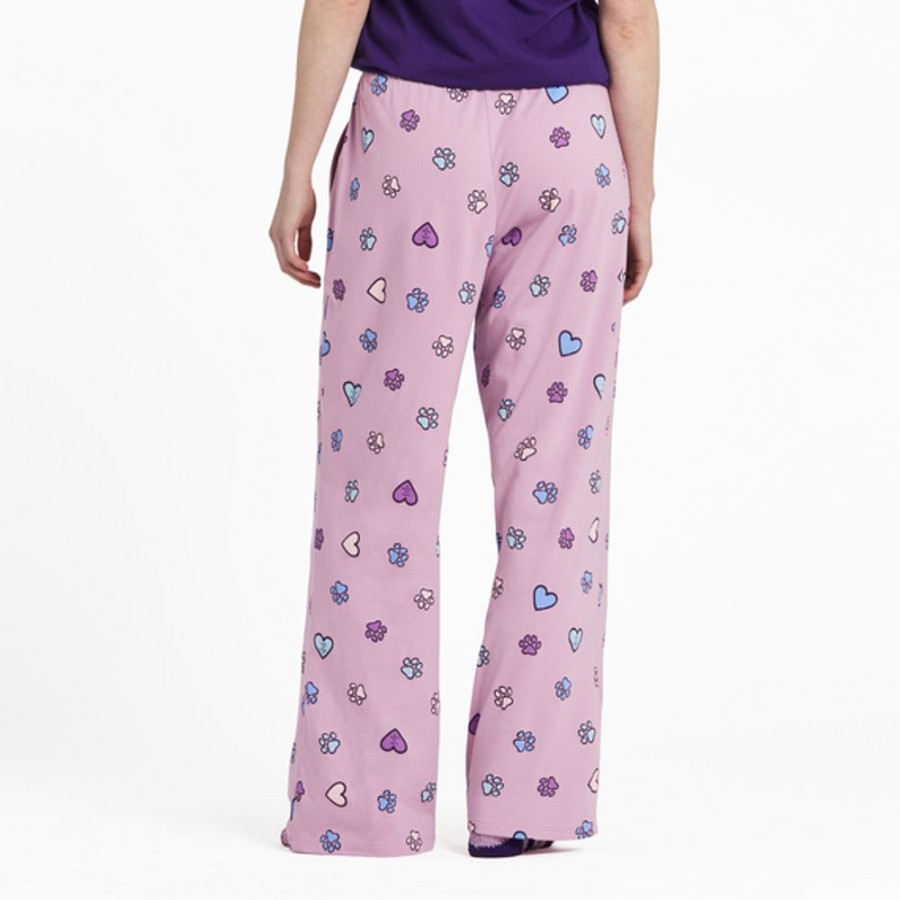 Women Life is Good Sleepwear | Women'S Hearts And Paws Pattern Snuggle Up Sleep Pant Violet Purple