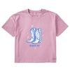 Women Life is Good Boxy Tees | Women'S Woodcut Giddy Up Cowboy Boots Boxy Crusher Tee Violet Purple