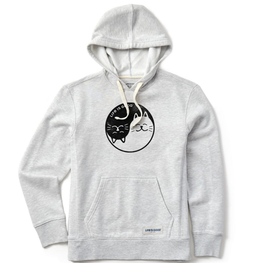 Women Life is Good Sweatshirts & Hoodies | Women'S Cat Yin And Yang Simply True Fleece Hoodie Light Heather Gray