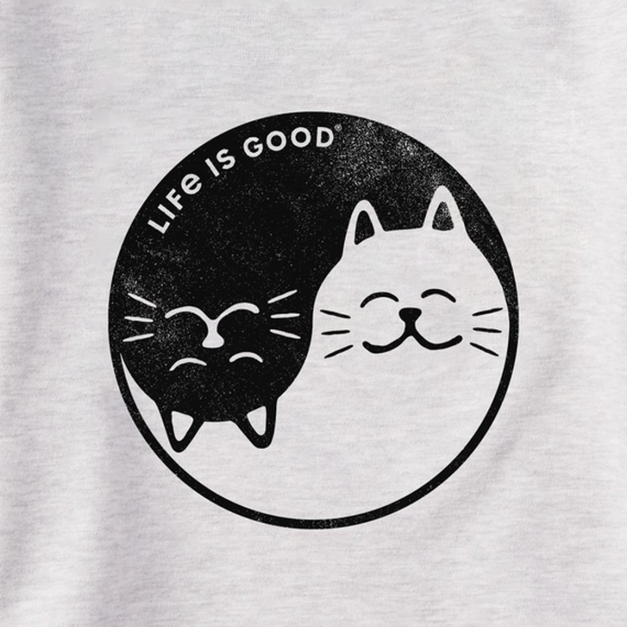 Women Life is Good Sweatshirts & Hoodies | Women'S Cat Yin And Yang Simply True Fleece Hoodie Light Heather Gray