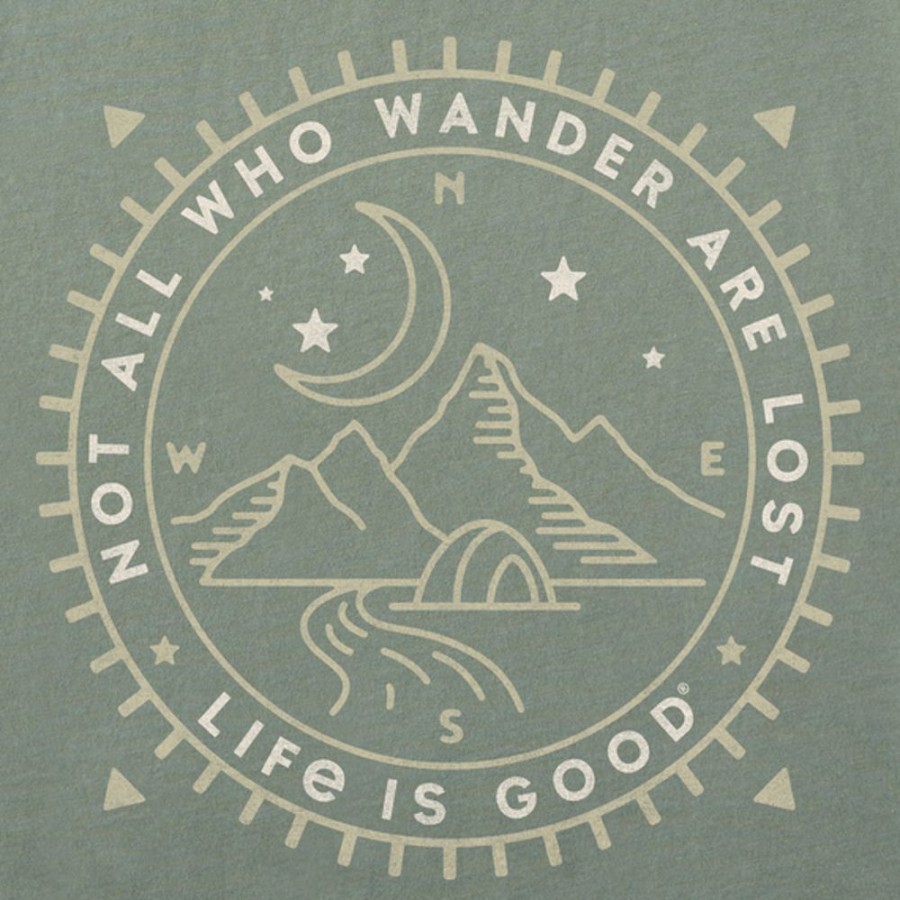 Men Life is Good Sweatshirts & Hoodies | Men'S Wander Compass Scene Simply True Fleece Hoodie Moss Green