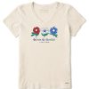 Women Life is Good Graphic Tees | Women'S America The Beautiful Daisies Short Sleeve Vee Putty White